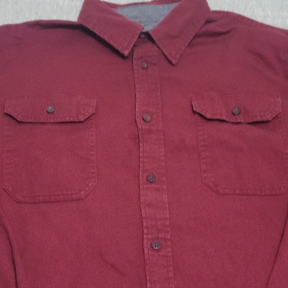 Wrangler Flex for Comfort Mens Large Maroon Long Sleeve Button Down HLB1SWR